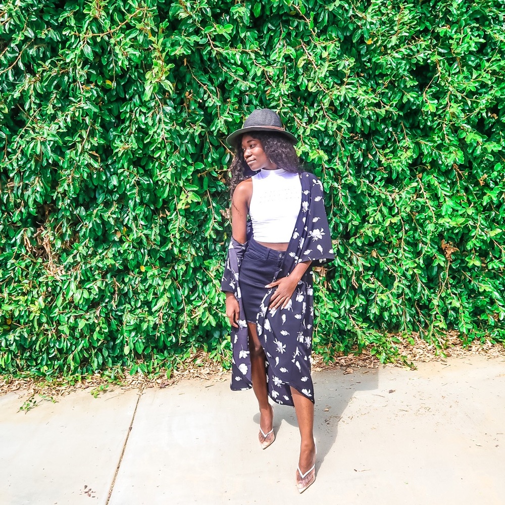 black floral Lucille Kimono